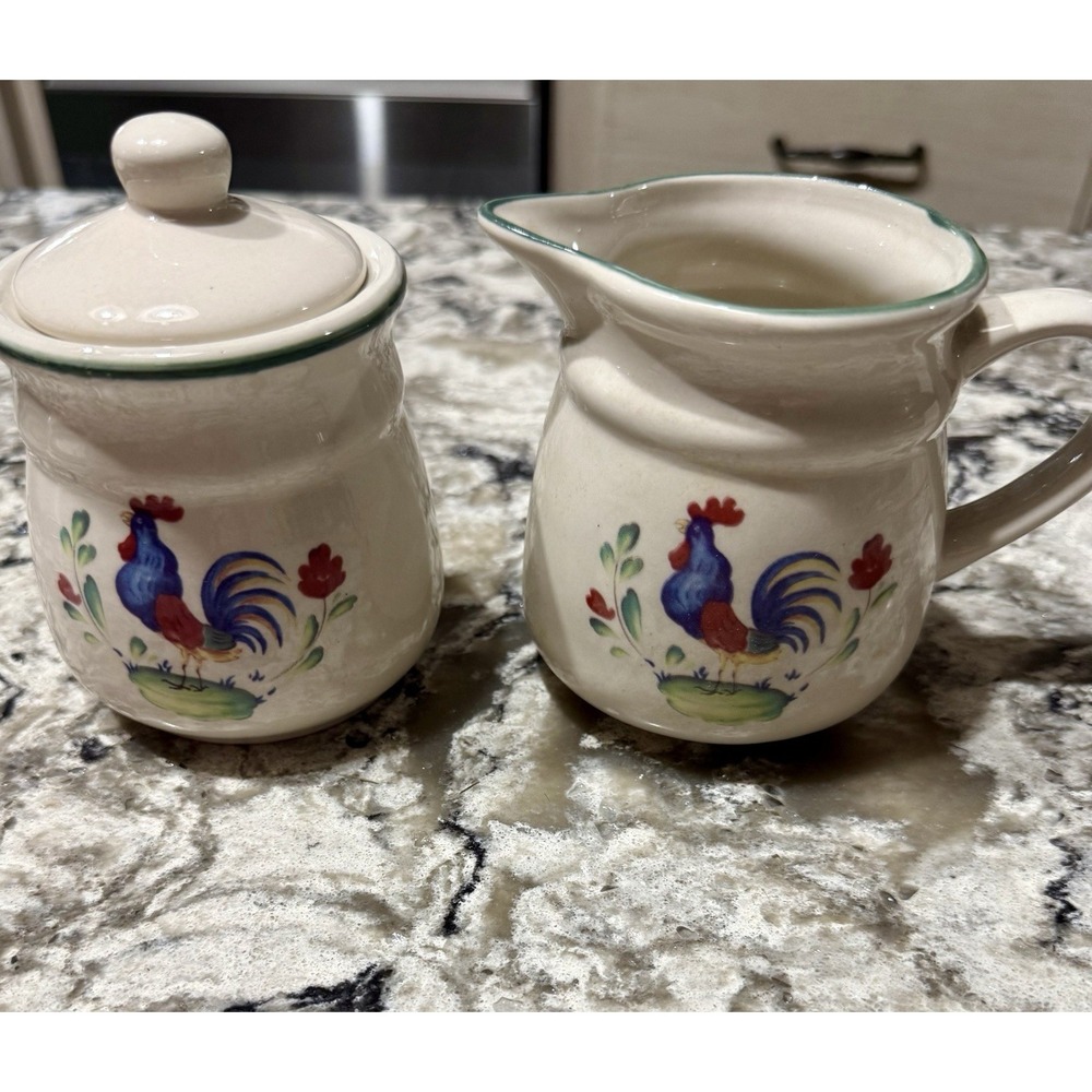 Rooster International Table Works Cream and Sugar Dishes Cottagecore